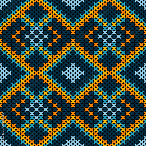 Knitted fabric design seamless. Knitting pattern illustration design for decoration, clothing, fabric texture
