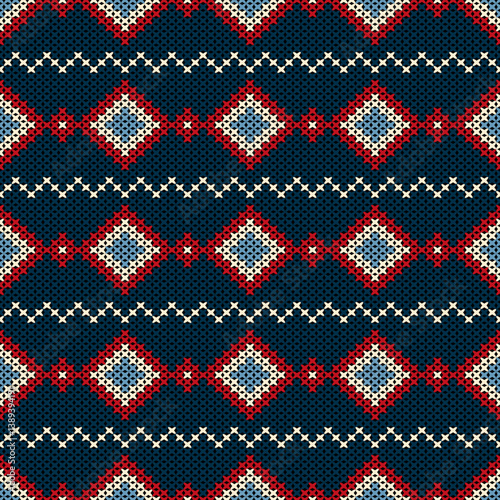Knitted fabric design seamless. Knitting pattern illustration design for decoration, clothing, fabric texture