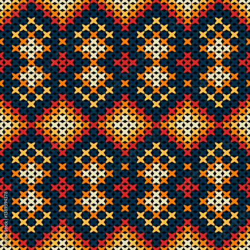 Knitted fabric design seamless. Knitting pattern illustration design for decoration, clothing, fabric texture