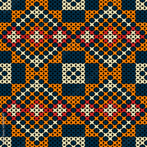 Knitted fabric design seamless. Knitting pattern illustration design for decoration, clothing, fabric texture
