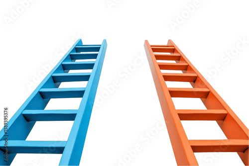 Two Colorful Wooden Ladders on Transparent Background Illustration