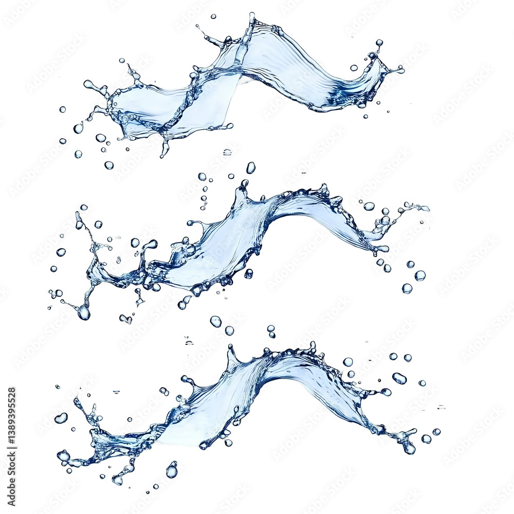 Obraz premium Water Splash Illustration On Transparent Background Dynamic Liquid Motion