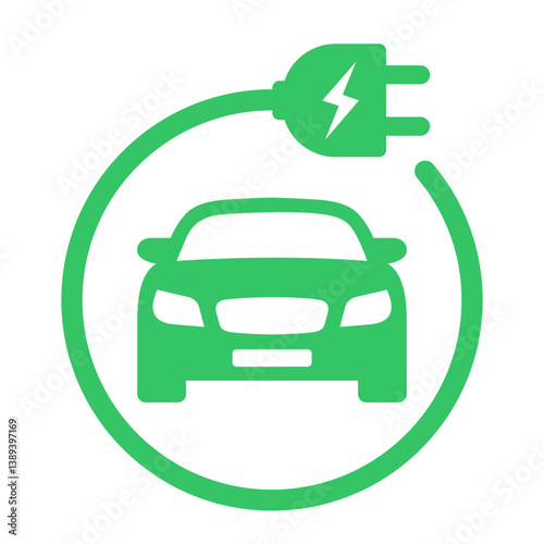 Plug icon symbol and electric car station, hybrid vehicle charging point logo. Green energy and eco-friendly car concept, charger connector and charging station icon. vector illustration