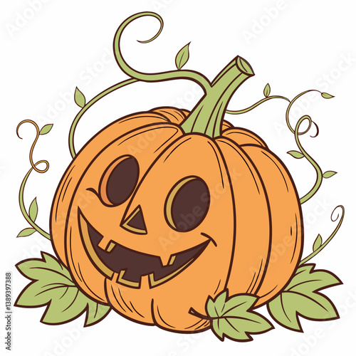 Traditional Halloween Pumpkin with Witch Hat – Classic Jack-o'-Lantern Vector Design