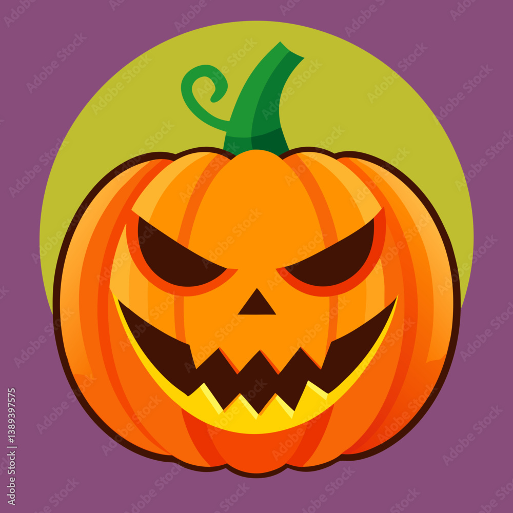 Fototapeta premium Traditional Halloween Pumpkin with Witch Hat – Classic Jack-o'-Lantern Vector Design