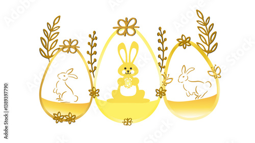 Ester egg - line art gold egg