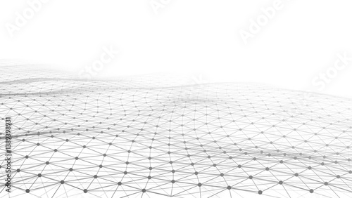 Abstract perspective background. 3D wireframe vector mesh on white background.