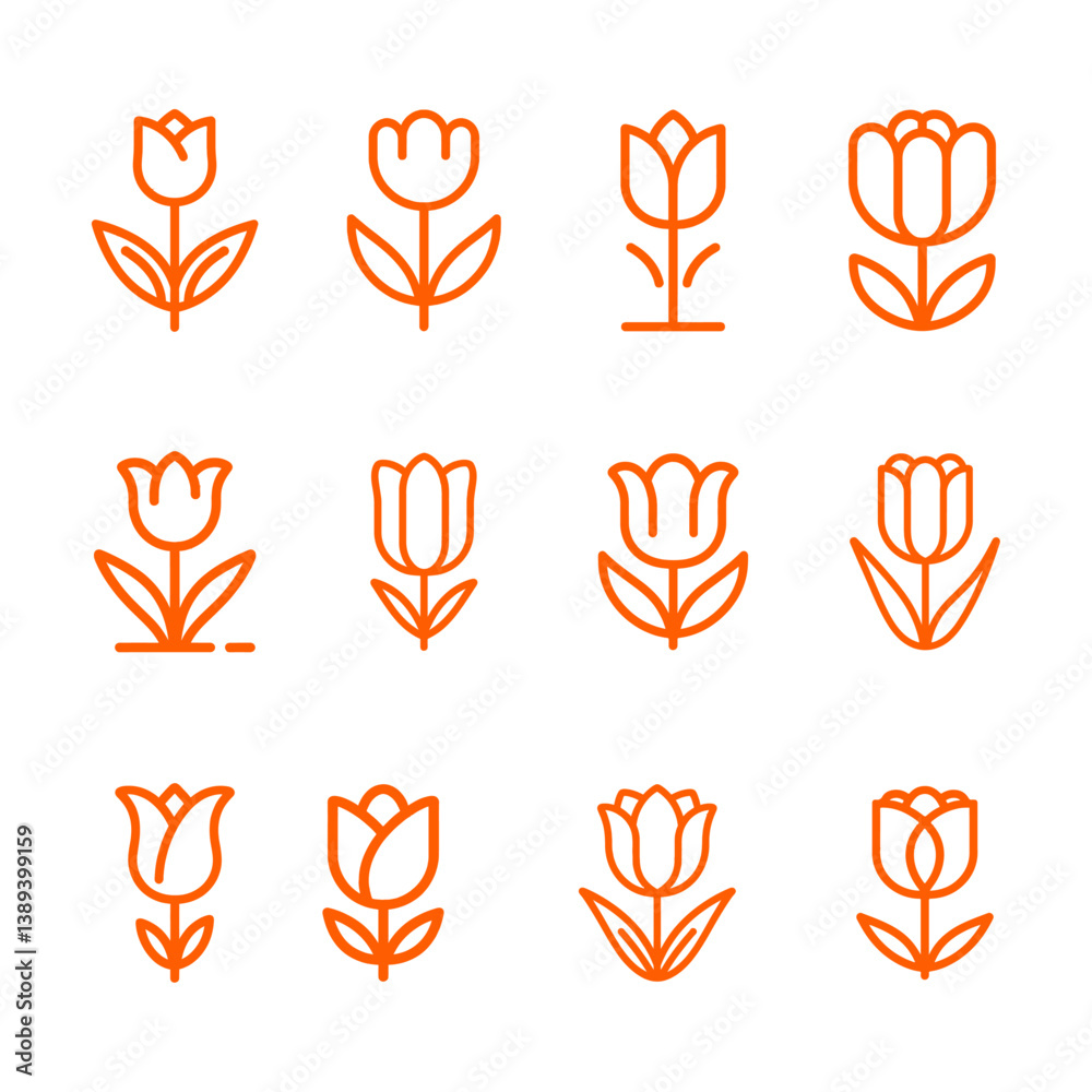 Fototapeta premium Minimalist Tulip Symbols for Koningsdag and Spring