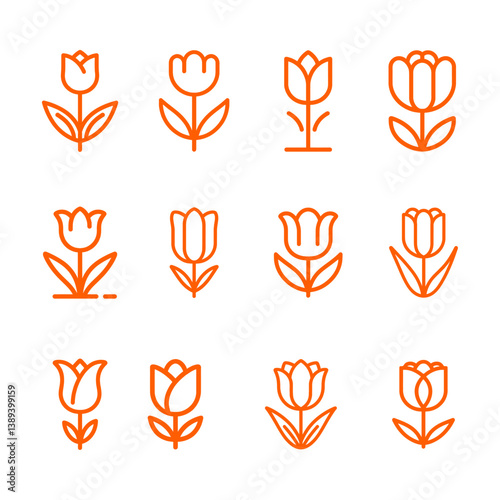 Minimalist Tulip Symbols for Koningsdag and Spring