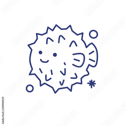 Funny illustration of puffer fish