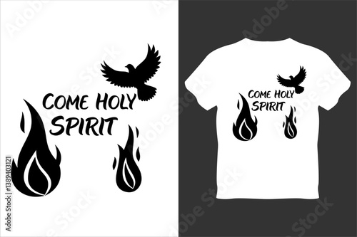 Black and white  Pentecost vector art illustration  silhouette for a t-shirt design 