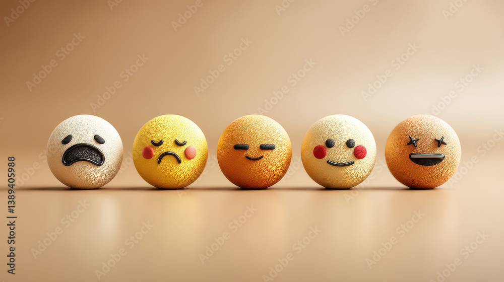 Customer review emojis showing range from dissatisfaction to satisfaction on a soft background Customer review emojis showing range from dissatisfaction to satisfaction on a soft background