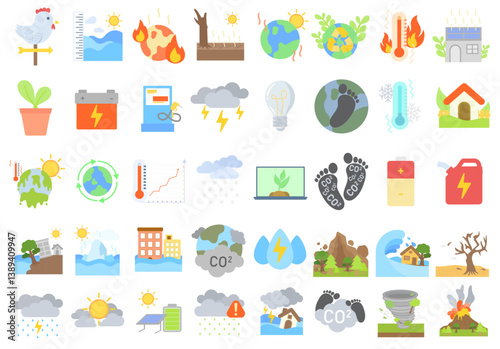 Diverse Vector Illustrations Representing Global Warming and Environmental Awareness.