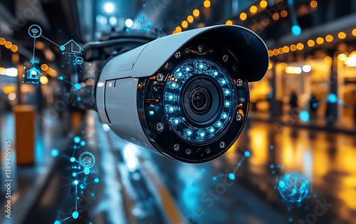Advanced Surveillance Technology: Smart Security Camera in Urban Setting