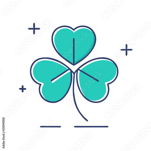 A stylized illustration of a three-leaf clover, representing luck and positivity, ideal for St. Patrick's Day celebrations, eco-friendly designs, and nature-themed graphics.