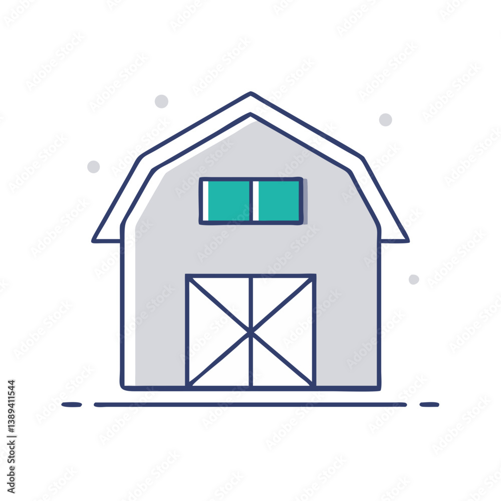 Illustration of a modern barn structure with geometric lines and minimalistic design, representing rural aesthetics, agricultural lifestyle, and country living in a contemporary artistic style. Illustration of a modern barn structure with geometric lines and minimalistic design, representing rural aesthetics, agricultural lifestyle, and country living in a contemporary artistic style.