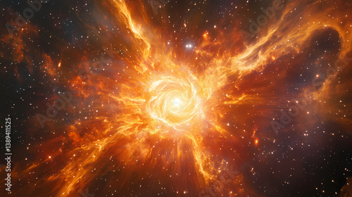 Cosmic majesty: a glorious spiral galaxy with a radiant core in the abyss of space. Nebula Abyss. Illustration