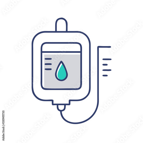 Medical IV drip with a clear bag and turquoise liquid, representing healthcare treatment, intravenous therapy, patient care in hospitals, and the importance of hydration and recovery.