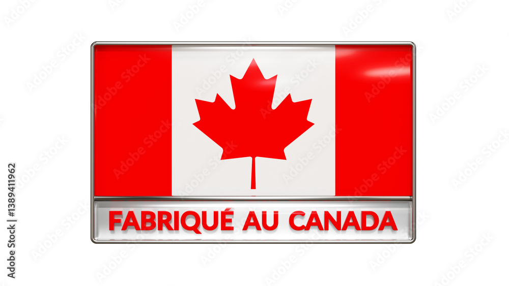 Obraz premium logo pour mettre en avant les produits fabriqués au Canada - rendu 3D - fond transparent