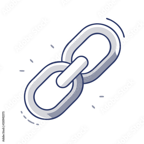 Flat icon of a metal chain link, symbolizing connection, unity, hyperlink, bonding, and security in physical or digital networks
