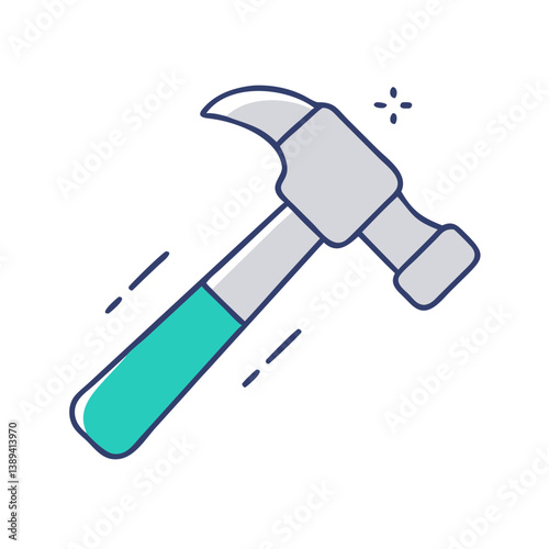 A vector illustration of a hammer in motion, depicting the concept of construction tools, home improvement projects, DIY activities, and the importance of craftsmanship in building and repairs.