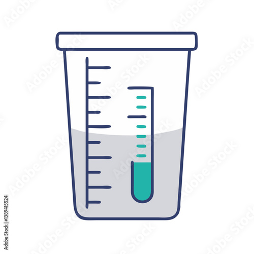 A clear measuring cup filled with liquid, showcasing precise measurement, the concept of scientific accuracy in laboratories, used for cooking, chemistry experiments, and educational demonstrations.