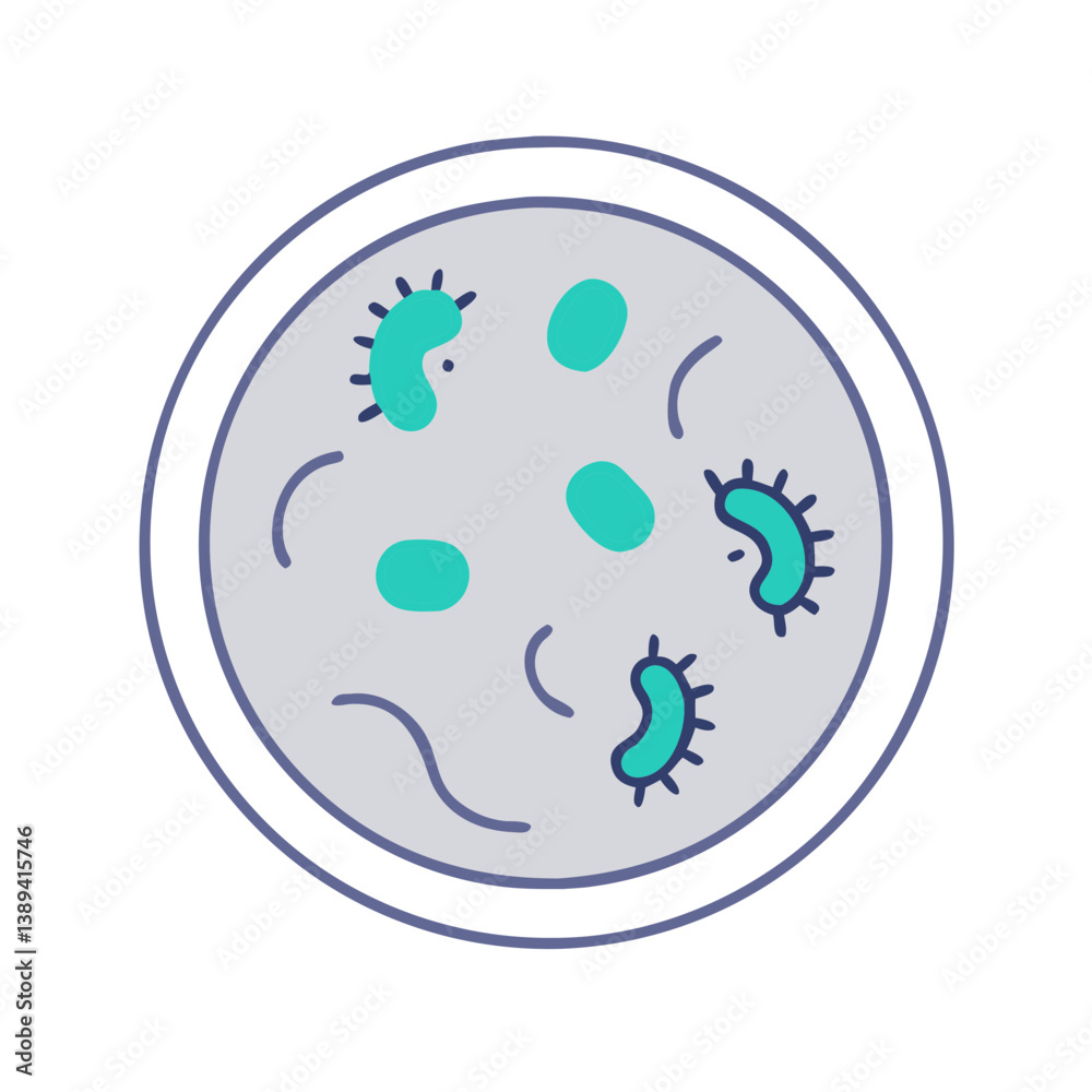 Simple vector illustration depicting diverse bacteria in various shapes and colors, representing microbial life and the importance of microbiology in health and science. Simple vector illustration depicting diverse bacteria in various shapes and colors, representing microbial life and the importance of microbiology in health and science.