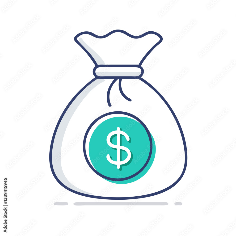 A vector illustration of a money bag with a dollar sign, symbolizing wealth and financial success, financial services, investment opportunities, and saving money concepts in a modern style. A vector illustration of a money bag with a dollar sign, symbolizing wealth and financial success, financial services, investment opportunities, and saving money concepts in a modern style.