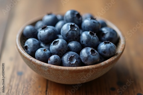 Wallpaper Mural Fresh blueberries in rustic bowl representing healthy snacking on wooden background Torontodigital.ca