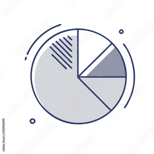 Flat icon of a pie chart divided into segments, symbolizing statistics, business analytics, data visualization, reporting, and infographics, in a minimal modern vector style
