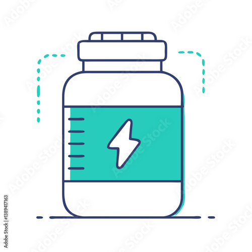 A vibrant illustration of a nutrition supplement bottle standing prominently, symbolizing health and wellness, representing dietary choices, fitness solutions, and lifestyle improvements.