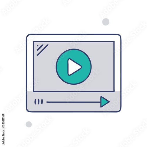 A digital illustration of a play button in a computer screen, symbolizing online media consumption, digital entertainment, video streaming, and creative multimedia solutions.