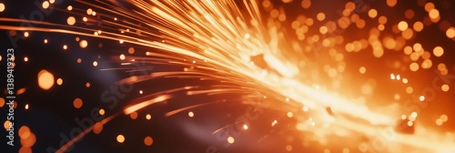 High-speed capture of glowing lava sparks in motion