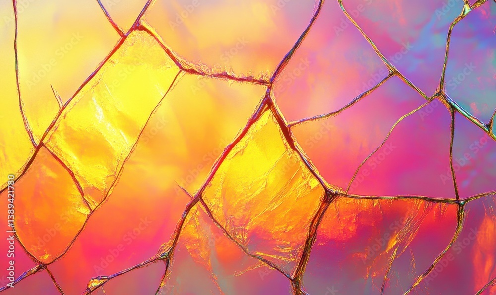Abstract iridescent cracked glass texture background, design element Abstract iridescent cracked glass texture background, design element