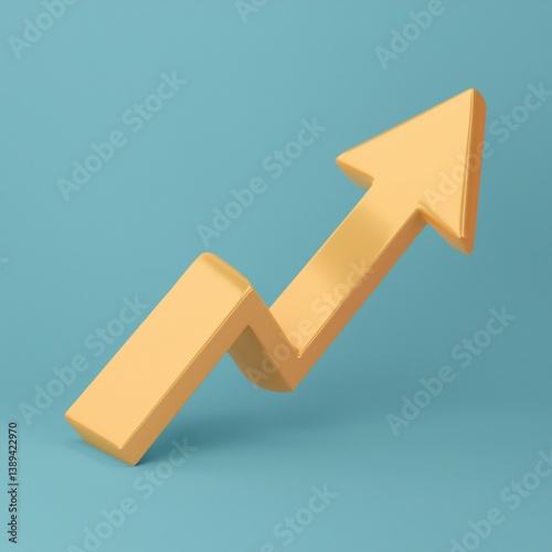 A golden upward arrow symbolizes growth, progress, and success against a light blue background.