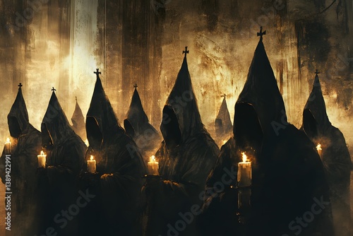 traditional Easter procession in Spain, religious brotherhood, Nazarenos, Semana Santa, Holy Week, Andalusia