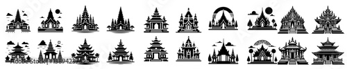temple silhouette vector set