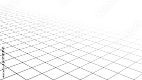 Abstract perspective background. 3D wireframe vector mesh on white background.