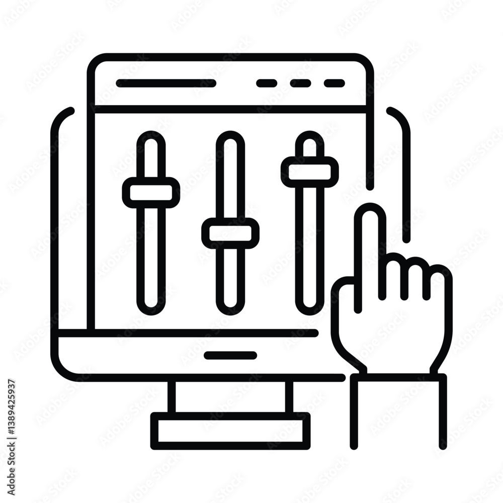 Online Volume Equalizer vector outline icon. EPS 10 file Online Volume Equalizer vector outline icon. EPS 10 file