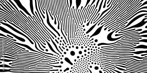 Abstract organic pattern background or diffusion reaction pattern. Vector black irregular organic lines on white background