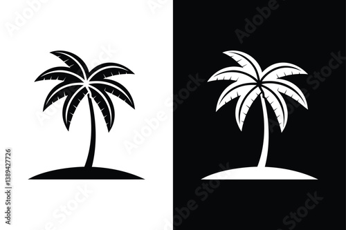 Vector Palm Tree Illustration. Boho Hippie Surfer Vibes with Hand Drawn Style