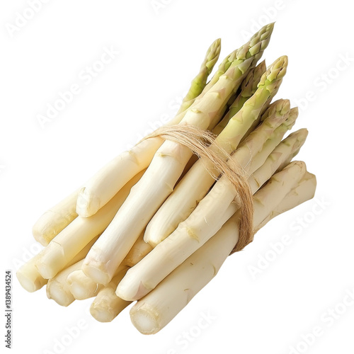 White asparagus bundle on transparent background