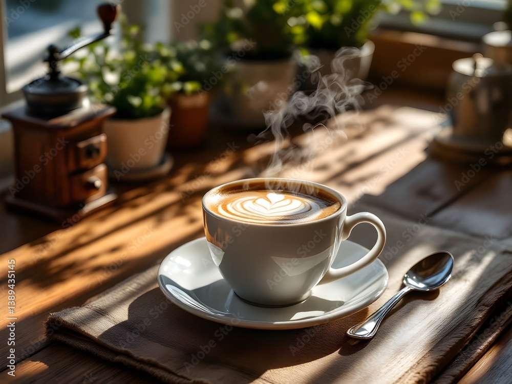 Fototapeta premium Cup of a cappuccino on a table