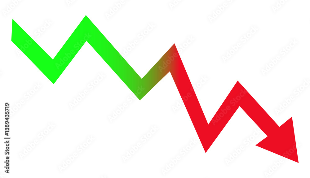 A transparent PNG of a dynamic green-to-red arrow showing a sharp rise and sudden crash. Ideal for illustrating financial trends, stock market analysis, and economic graphics. A transparent PNG of a dynamic green-to-red arrow showing a sharp rise and sudden crash. Ideal for illustrating financial trends, stock market analysis, and economic graphics.