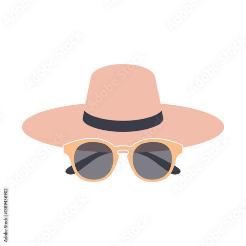 Hat and Sunglasses Icon in Minimalist Style  