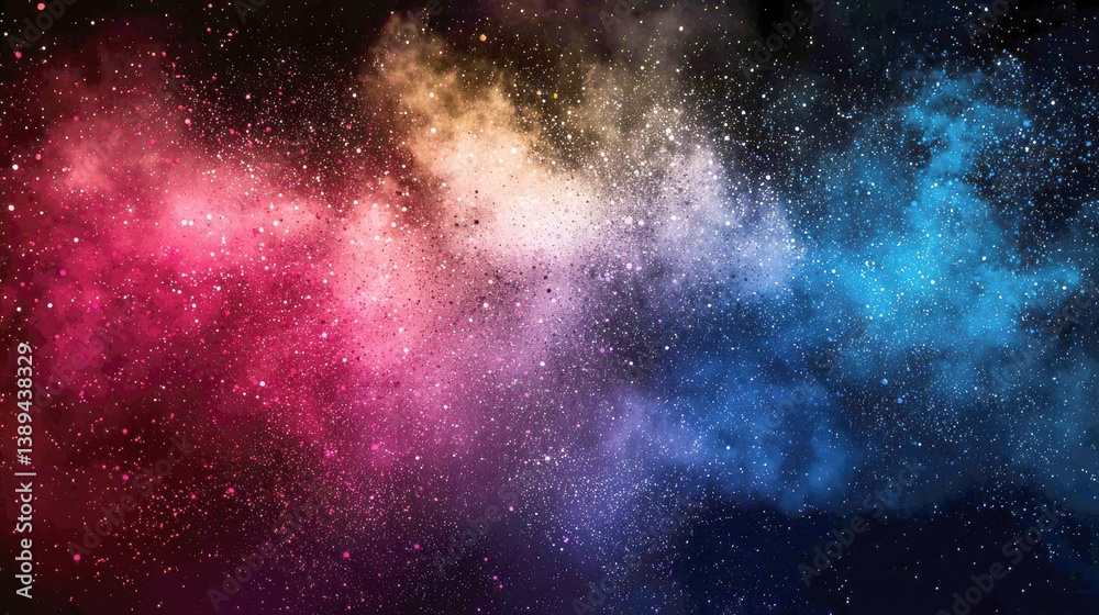 Naklejka premium Cosmic Nebula: A vibrant swirl of stars and colors in the night sky. A mesmerizing cosmic art background.