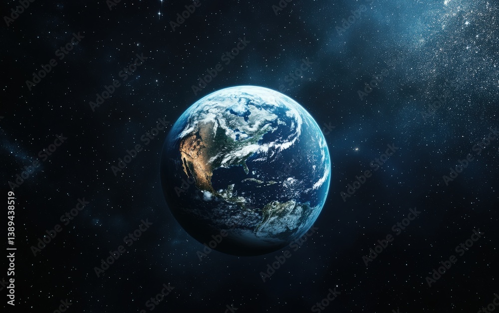 Naklejka premium A mesmerizing picture of the earth from space presented on a black background