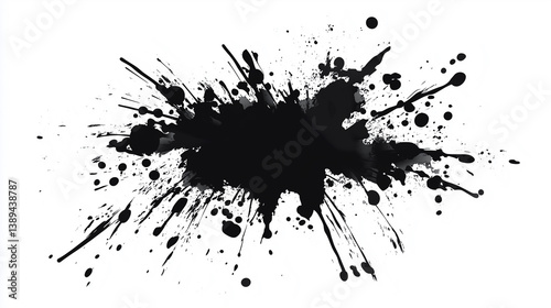 Large black ink splatter on white background