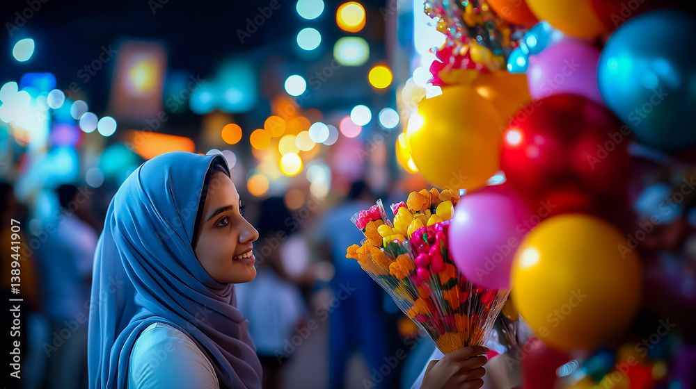 Naklejka premium Time-Lapse of Eid Market Shopping