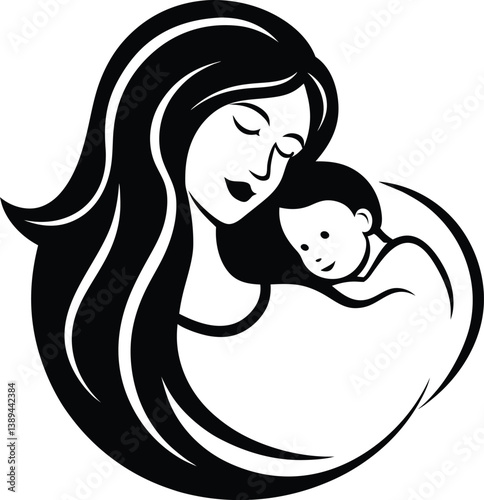 mother and baby icon vector design
